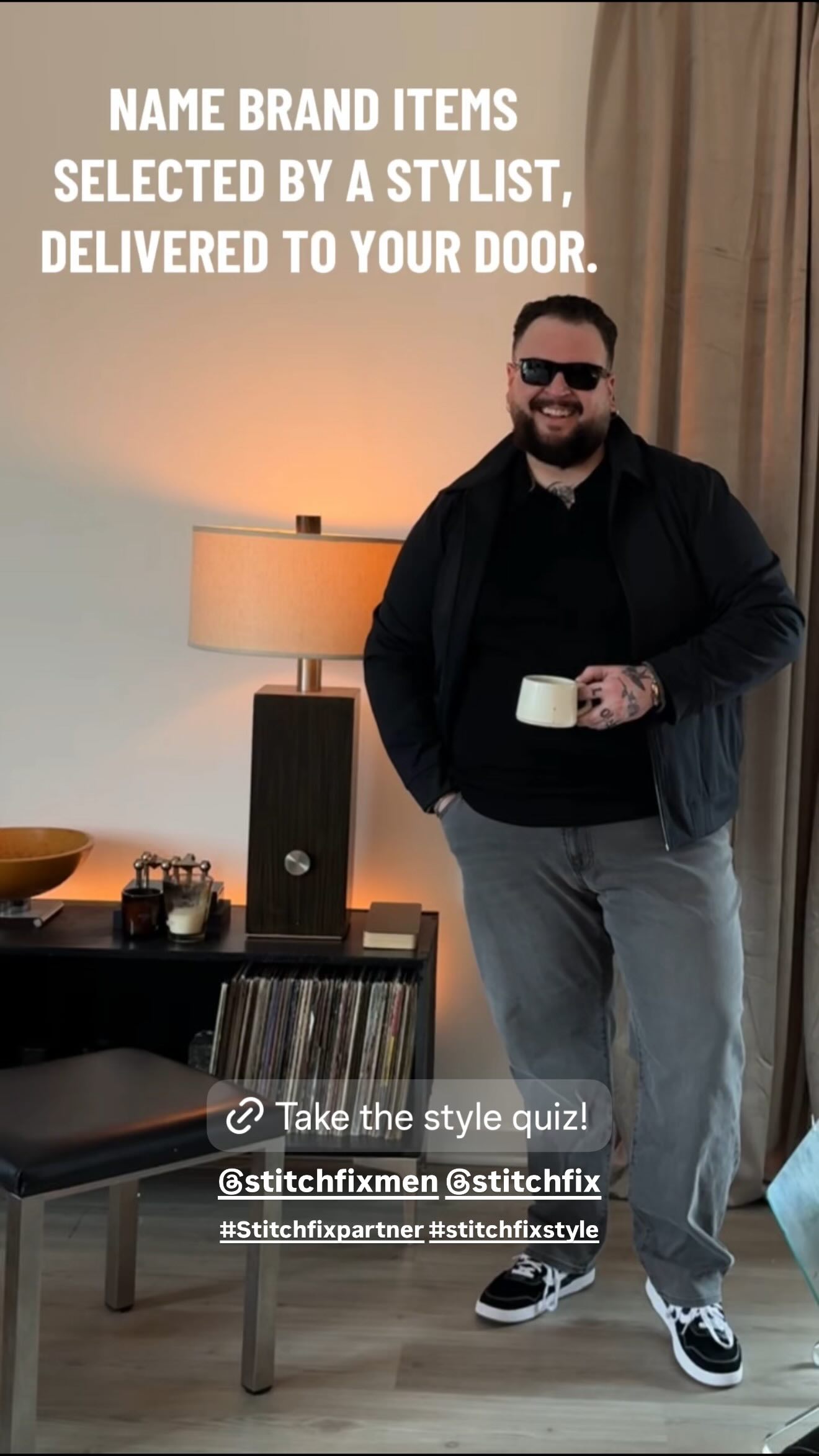 Creator showcasing a casual styled outfit indoors as part of the Stitch Fix creator-led fashion campaign.